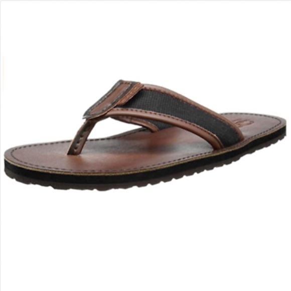 POLO RALPH LAUREN MEN'S BROWN LEATHER FLIP FLOP - Picture 4 of 9